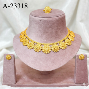 Trendy 24k Gold Plated Zircon Floral <b>Necklace</b> <b>Set</b> with Earrings & Ring for Women Wedding Gift Jewelry A-23004 - Product Image 3