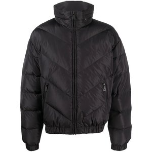 Manteau d'hiver pour homme noir à col montant, coupe droite, fermeture éclair, épais, décontracté, couleur unie, très vendu - Product Image 4