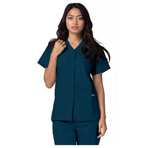Ensembles de blouses médicales unisexes à col en V, manches courtes, couleur unie, mélange polyester-coton, tissu respirant, coupe décontractée, poches, usage hospitalier - Product Image 2