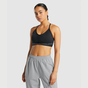 Solid Color Support Women's Adult Size Breathable Sports <b>Bra</b> with <b>Removable</b> <b>Pads</b> Front Logo for Gym Fitness Training - Product Image 6