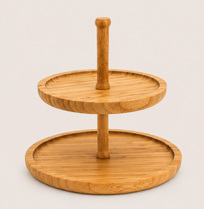 Wholesale Eco-Friendly 2 Tier Bamboo Cake Stand Round Wooden Dessert Display Stand for Wedding Party and <b>Buffet</b> Serving Stand - Product Image 4