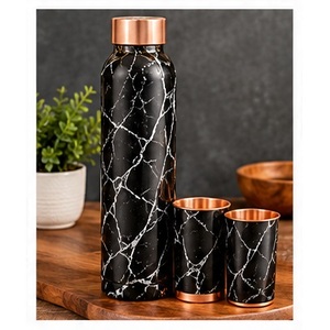 Modern Luxury Black Gold Marble <b>Copper</b> <b>Water</b> <b>Bottle</b> With Lid Portable Travel Drinkware - Product Image 2
