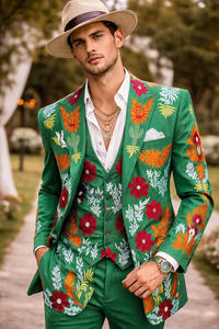 Men’s <b>Green</b> Floral Embroidered Blazer – Designer Wedding Party Suit <b>Jacket</b> with Heavy Thread Work - Product Image 5