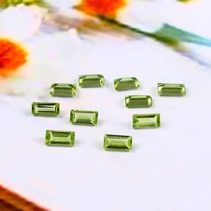 Péridot naturel 4,5x9mm, taille baguette, facetté, calibré, pierre précieuse certifiée, pour la fabrication de bijoux, fournisseur en gros - Product Image 3
