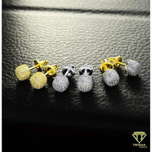 Pendientes de Lujo con Incrustaciones de Moissanita VVS, Redondos, de Plata de Ley 925 con Acabado Dorado, para Hombre y Mujer - Product Image 2