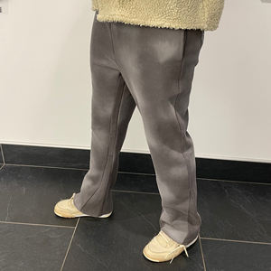 Nouveau pantalon de survêtement ample en coton tricoté délavé à l'acide pour homme, avec logo personnalisé, en molleton épais et coupe large - Product Image 4