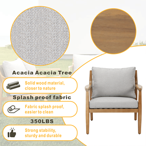 Conjunto de Muebles de Jardín de 4 Piezas de Madera de Acacia Sólida, Sofá Seccional para Exteriores con Cojines y Mesa de Centro - Product Image 6