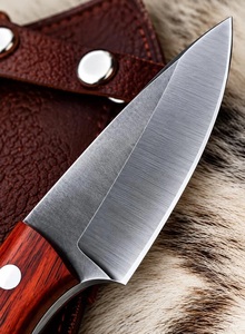 Couteau de chasse artisanal en acier inoxydable de qualité industrielle avec manche en bois et étui en cuir pour le camping en plein air - Product Image 3