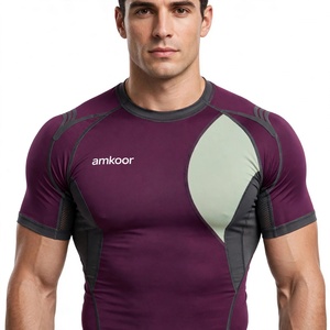 Men's Custom Color Short Sleeve Compression <b>Shirt</b> Solid Color Block Neck Breathable Regular Fit Quick Dry Sporty Summer Wear - Product Image 1