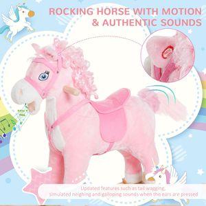 Grande Cavallo a Dondolo Rosa con Suoni Realistici e Coda Oscillante per Bambini di 3 Anni - Product Image 5