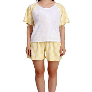 Ensemble décontracté deux pièces pour femme, t-shirt et short au-dessus du genou, 100 % coton, personnalisable avec logo, idéal pour l'été – Meilleures ventes - Product Image 4