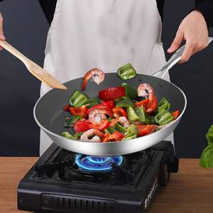 Poêle à frire en acier inoxydable de 28 cm, robuste, antiadhésive et compatible induction, pour la cuisine domestique ou professionnelle - Product Image 2