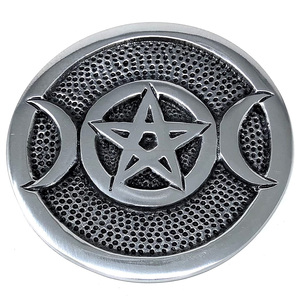 Plato de Altar de Aluminio de 3.5 Pulgadas con Pentáculo de Triple Luna, Incienso Tibetano, Verano, Primavera - Product Image 1