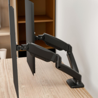 Support d'écran AUKI CE RoHS à double bras avec ressort à gaz, support de bureau pour téléviseur 32 pouces, support VESA à mouvement complet, capacité de charge lourde de 8 kg, 360 degrés °   Rotation