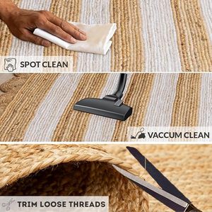 Alfombra rectangular de yute multiusos, duradera, hecha a mano, de fibra natural, para sala de estar, comedor o rincón de relajación. - Product Image 2