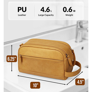 Genuine leather toiletry <b>bag</b> travel <b>wash</b> case providing organization for toiletries and cosmetics for sale in reasonable price - Product Image 4