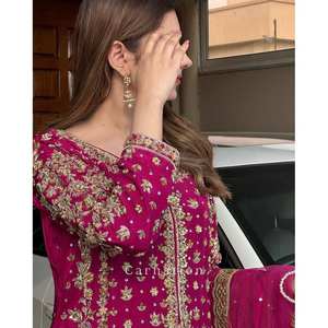 Conjunto superior e inferior de mujer de diseñador con Dupatta para ropa de fiesta - Product Image 3