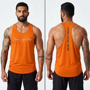 Débardeurs de musculation respirants à col rond et compression 220g pour hommes, en coton, style décontracté et sportif - Product Image 3