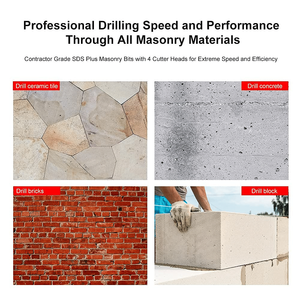 8 pezzi SDS più la punta del trapano con la punta del carburo della taglierina 4 per il martello rotativo per calcestruzzo & muratura - Product Image 6