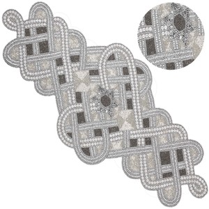 Camino de Mesa con Cuentas Plateadas, Hecho a Mano, Geométrico, Rectangular, para Bodas, Fiestas, Banquetes, Navidad, Decoración del Hogar - Product Image 2
