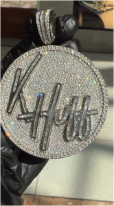 CONCEPTION Colgante con Letra Personalizada de Moissanita Auténtica, Plata de Ley, Chapado en Oro Amarillo de 14K, Estilo Hip Hop, Unisex - Product Image 5