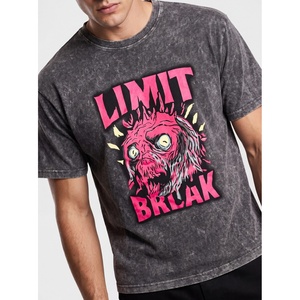 T-shirt pour homme à imprimé graphique délavé à l'acide, vintage, coupe ample, col rond, en coton, streetwear, décontracté, manches courtes, personnalisé - Product Image 1