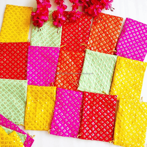 Bolsa Potli India Multicolor al por Mayor, Unisex, con Bordado y Cordón, de Satén, para Regalos de Boda, Navidad, Dulces y Golosinas - Product Image 3