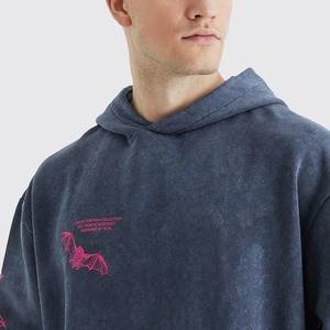 Sudadera con Capucha Personalizada para Hombre, Estampada con Efecto Ácido, 100% Algodón, Oversize, Forro Polar Transpirable, Efecto Desgastado por el Sol - Product Image 3