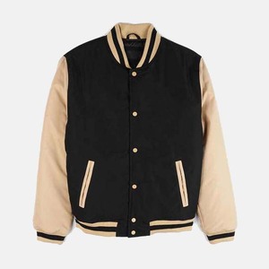OEM Manufacturer Custom Letterman Varsity Jacket for <b>Men</b> High Street Style with Chenille Embroidery Collarless Leather Sleeves - Product Image 2