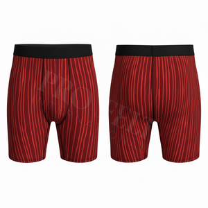 Breathable Customized Striped Printed Design Athletic Performance <b>Boxer</b> Briefs Gym Running Sports Underwear Compression Shorts - Product Image 2