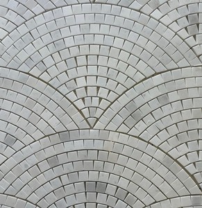 Mosaico de Papel con Patrón de Abanico en Mármol Blanco Lechoso, Pulido, 8mm de Grosor, Resistente al Agua, Ecológico, 5 Años de Garantía, Interior Moderno - Product Image 3