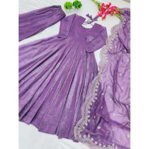 Robe de travail de séquence de broderie lourde de concepteur avec Dupatta Party Wear Robes de bal Look - Product Image 6