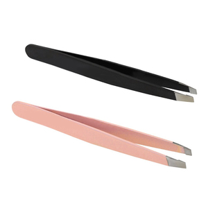 Pince à épiler pour sourcils en acier inoxydable, 9.5cm, pointe plate, rose, noire, pour épilation du visage, outil cosmétique professionnel pour les yeux, 1 pièce - Product Image 1