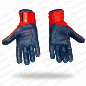 High Quality Customized Color Size Logo <b>Long</b> Cuff Cowhide Leather Baseball Batting <b>Gloves</b> Breathable Lightweight Antislip <b>Red</b> - Product Image 6