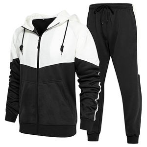 Conjunto Deportivo de Invierno para Hombre con Capucha y Bloques de Color, Sudadera con Cremallera Completa y Pantalones Jogger, Ropa Deportiva Casual para Gimnasio y Running - Product Image 1