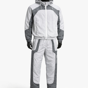 Ensemble de survêtement coupe-vent décontracté pour homme, deux pièces, pour course à pied et jogging en extérieur, léger, imperméable, avec cordon de serrage - Product Image 1