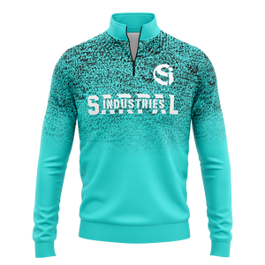 Sweat-shirt à col zippé 1/4 pour homme, dégradé mélange turquoise aqua, manches longues, haut d'entraînement de football, pull de survêtement, vente en gros - Product Image 1