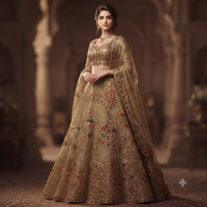 Lehenga Choli de Lujo Azul Marino con Bordado Intenso y Trabajo Zari para Novias, Ideal para Bodas y Fiestas - Product Image 2