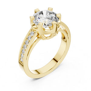 Anillo de Oro Amarillo de 14K con Diamante Cultivado en Laboratorio, para Uso Diario, para Mujer |   Diamante Cultivado Nuevo - Product Image 3