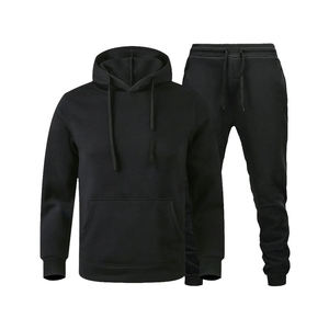 Custom Wholesale Blank <b>White</b> Mens 2 Piece Tracksuit Set Fleece Pullover Hoodie and <b>Joggers</b> Sweatpants Slim Fit Sportswear Suit - Product Image 3