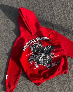 Heavyweight Custom 100% Cotton Oversized Men's Winter Sweatshirt Heavy Weight 3D Puff Printing Solid Pocket Hoodie - Product Image 5