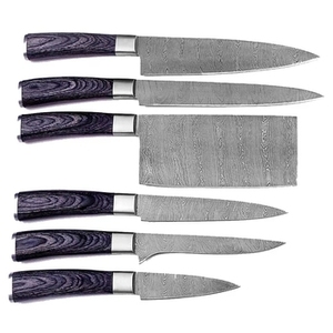 Custom Hand Forged Japanese Style Damascus Steel Chef <b>Knife</b> <b>Set</b> Pakka Wood Handle Eco-Friendly 5 Pcs <b>Sharp</b> Blade Kitchen Use - Product Image 4