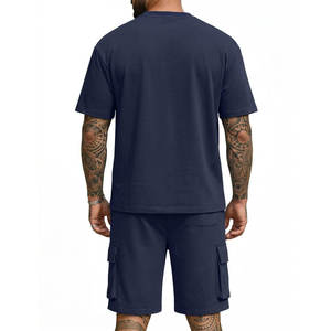 Ensemble de shorts pour hommes de qualité supérieure, vêtements d'été en gros, t-shirt et shorts en coton respirant, vêtements de sport décontractés, logo personnalisé, tenue assortie - Product Image 1