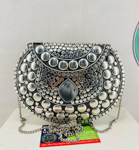 Haute qualité ethnique Vintage laiton métal oxydé argent pochette sac à main avec fronde métallique Antique Designer sacs à main pour sac de Wending - Product Image 1