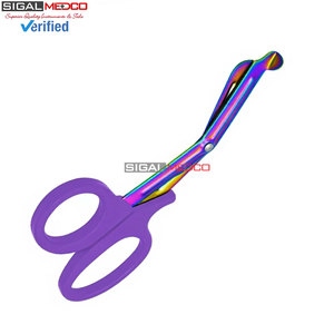 Tijeras EMT de 7.25 Pulgadas con Hojas Arcoíris y Mango Naranja, Acero Inoxidable Alemán, Tijeras Utilitarias EMT para Trauma, Vendajes y Paramédicos - Product Image 3