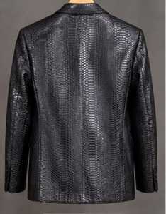 Veste en cuir gaufré classique CHAMP KING noire avec doublure en satin noir, fermeture éclair - Product Image 2