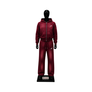 Conjunto Deportivo de Dos Piezas con Sudadera con Capucha y Cremallera Completa Color Marrón Lavado para Hombre, con Logotipo Personalizado, Estilo Urbano, Corte Holgado, Ropa Deportiva Informal - Product Image 1