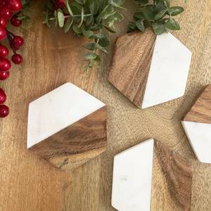 Natural Wooden <b>Marble</b> <b>Coaster</b> Set NEHA ENTERPRISES Premium Beverage Holder for Coffee Mug And Glass - Product Image 3