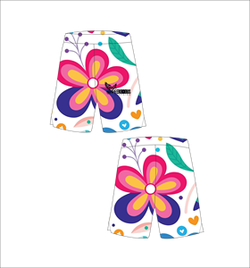 Pantalones Cortos de Baloncesto Blancos Personalizados con Estampado Floral Rosa, Amarillo y Azul, Ligeros, Transpirables, de Malla, para Entrenamiento Deportivo y Uso Diario - Product Image 1