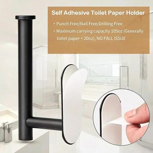 Matte <b>Black</b> Toilet <b>Paper</b> Holder, Wall Mounted Bathroom <b>Tissue</b> Roll Holder, Modern Stainless Steel Toilet Roll Stand Minimalist - Product Image 2
